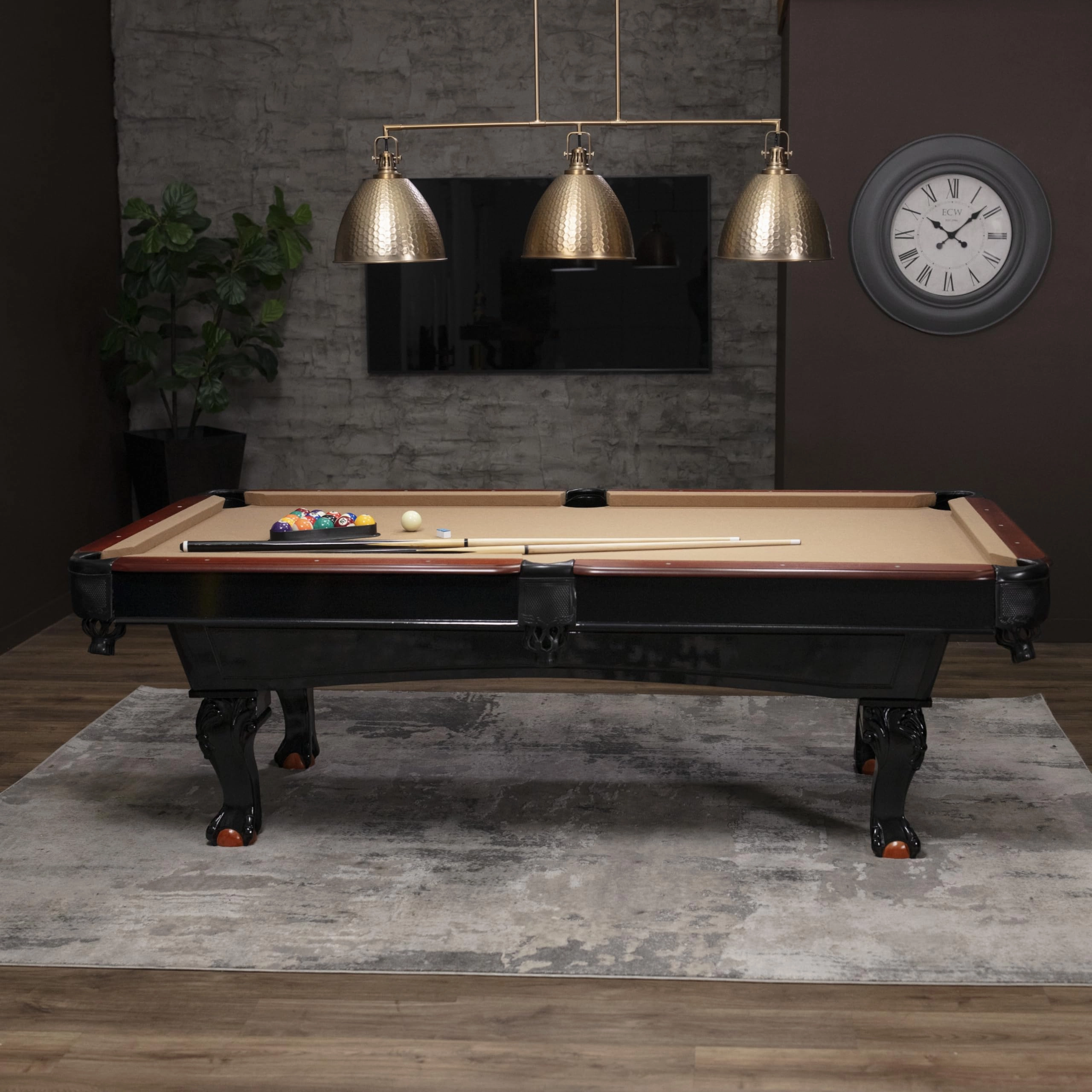 Minnesota Fats 8' Covington Billiard Table with Carved Solid-Wood Legs and Antiqued Wood Finish