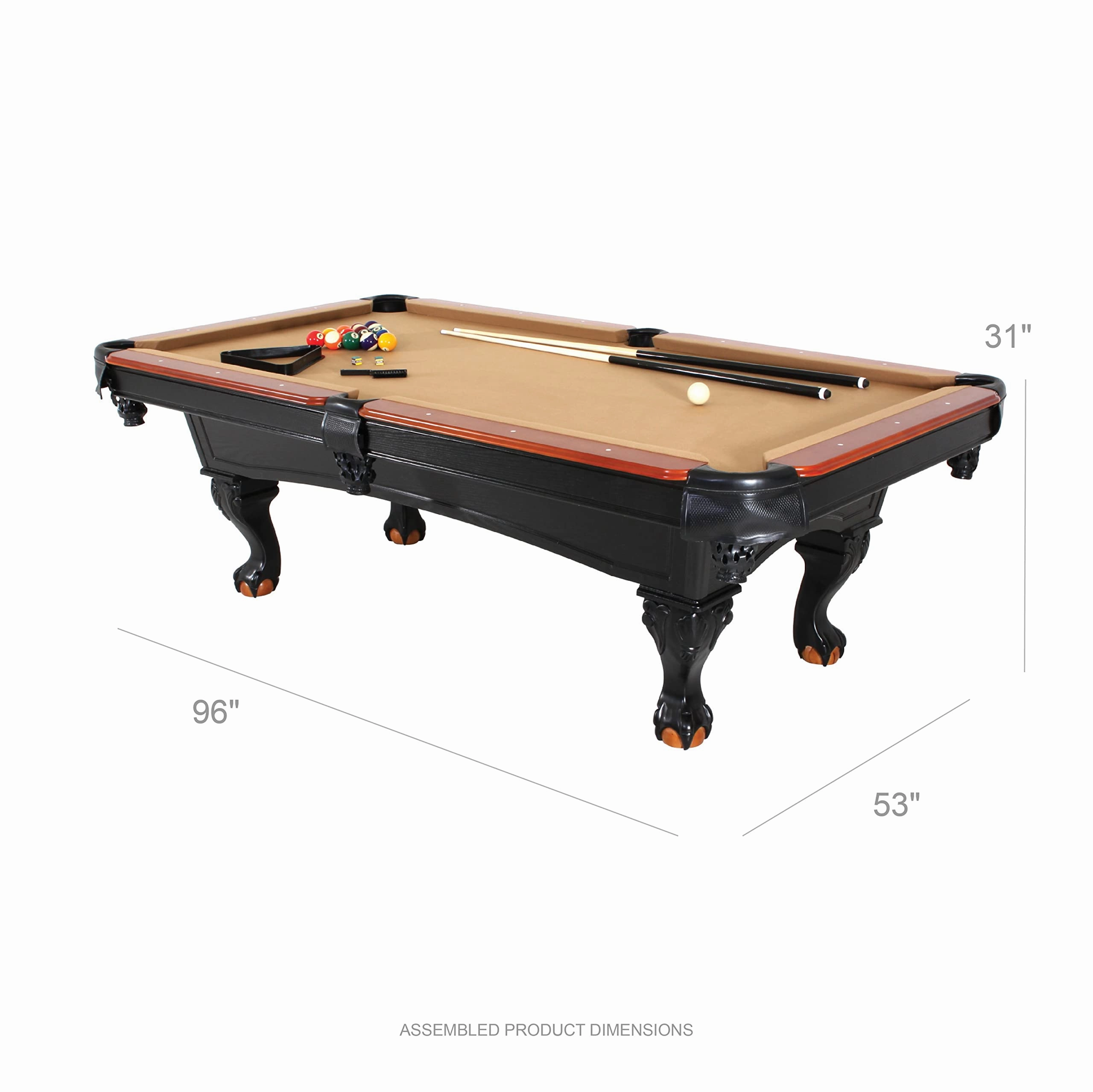 Minnesota Fats 8' Covington Billiard Table with Carved Solid-Wood Legs and Antiqued Wood Finish