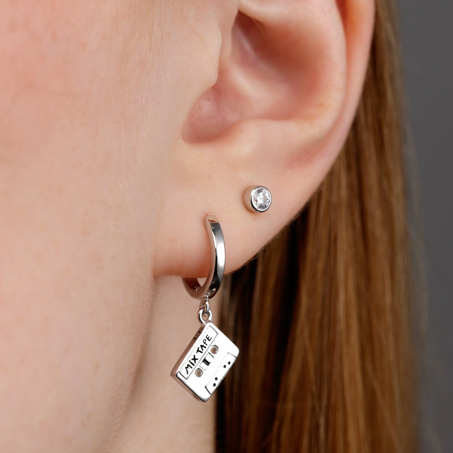 Mix Tape Charm Hoop Earrings