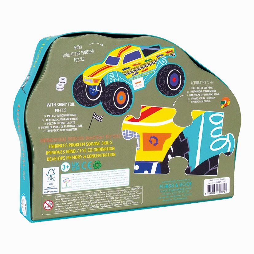 Monster Truck Shaped Jigsaw with Shaped Box