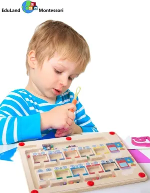 Montessori Magnetic Colors and Numbers 1-10 Maze Wooden Magnet Train Carriages Bead Mazes Board Puzzles Toddler Activities Counting Matching Games Montessori Toys for Boys Girls 3 4 5 6 7 Years Old