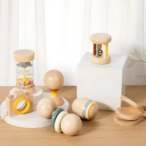 Montessori Musical Toy Set for Babies 0-12 Months, 7-in-1 Wooden Sensory Instruments with Storage Bag, Toddler Toys for Bonding & Sensory Play