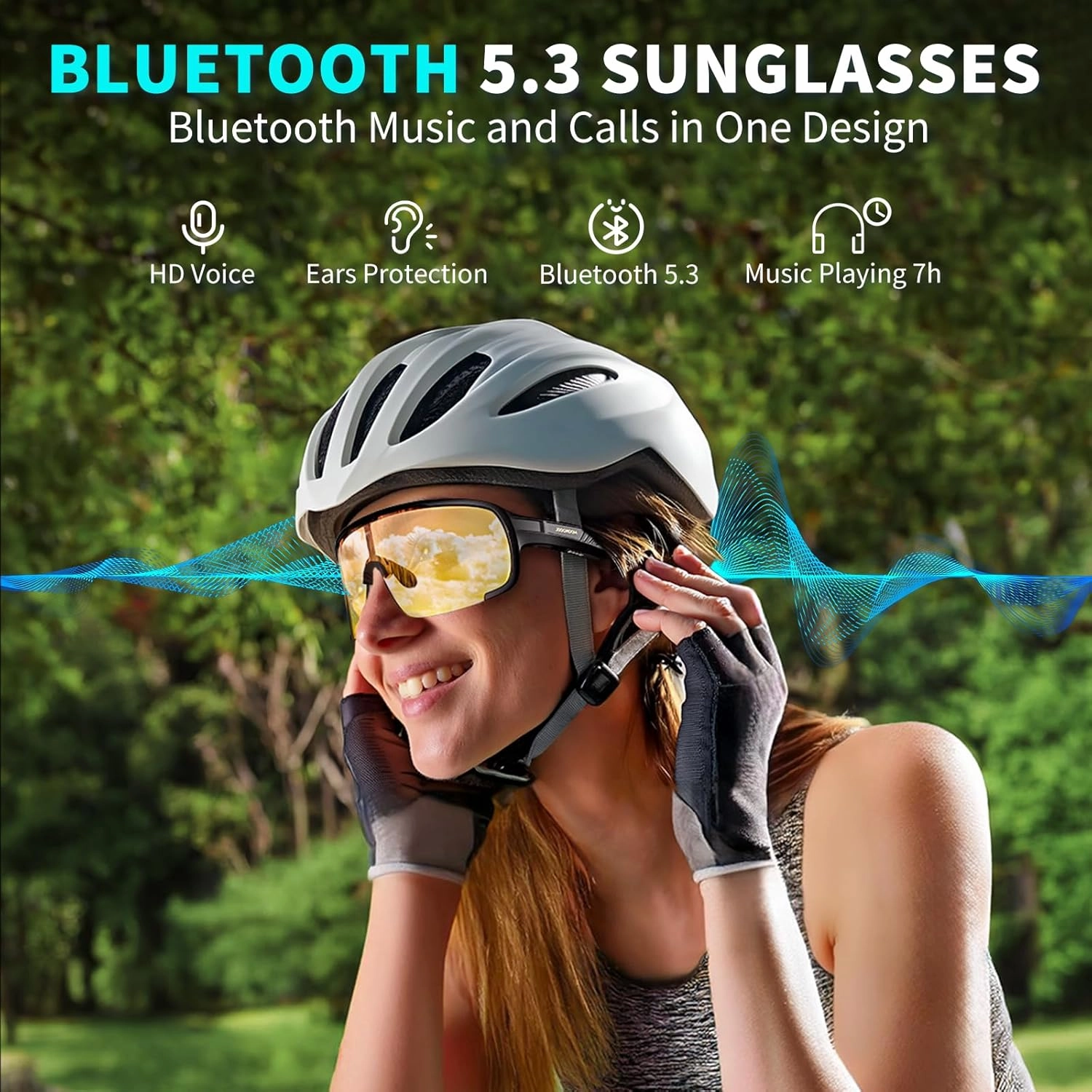 MOONCOOL Bluetooth Cycling Sunglasses, Polarized Smart Glasses for Men Women UV400 Protect Audio Sunglasses Outdoor Glasses