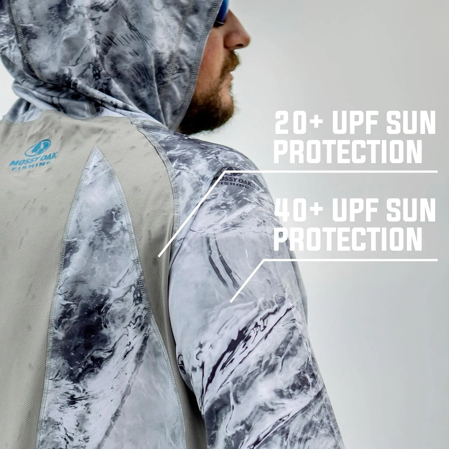 Mossy Oak Men's Lightweight Sun Hoodie, Hooded Fishing Shirts