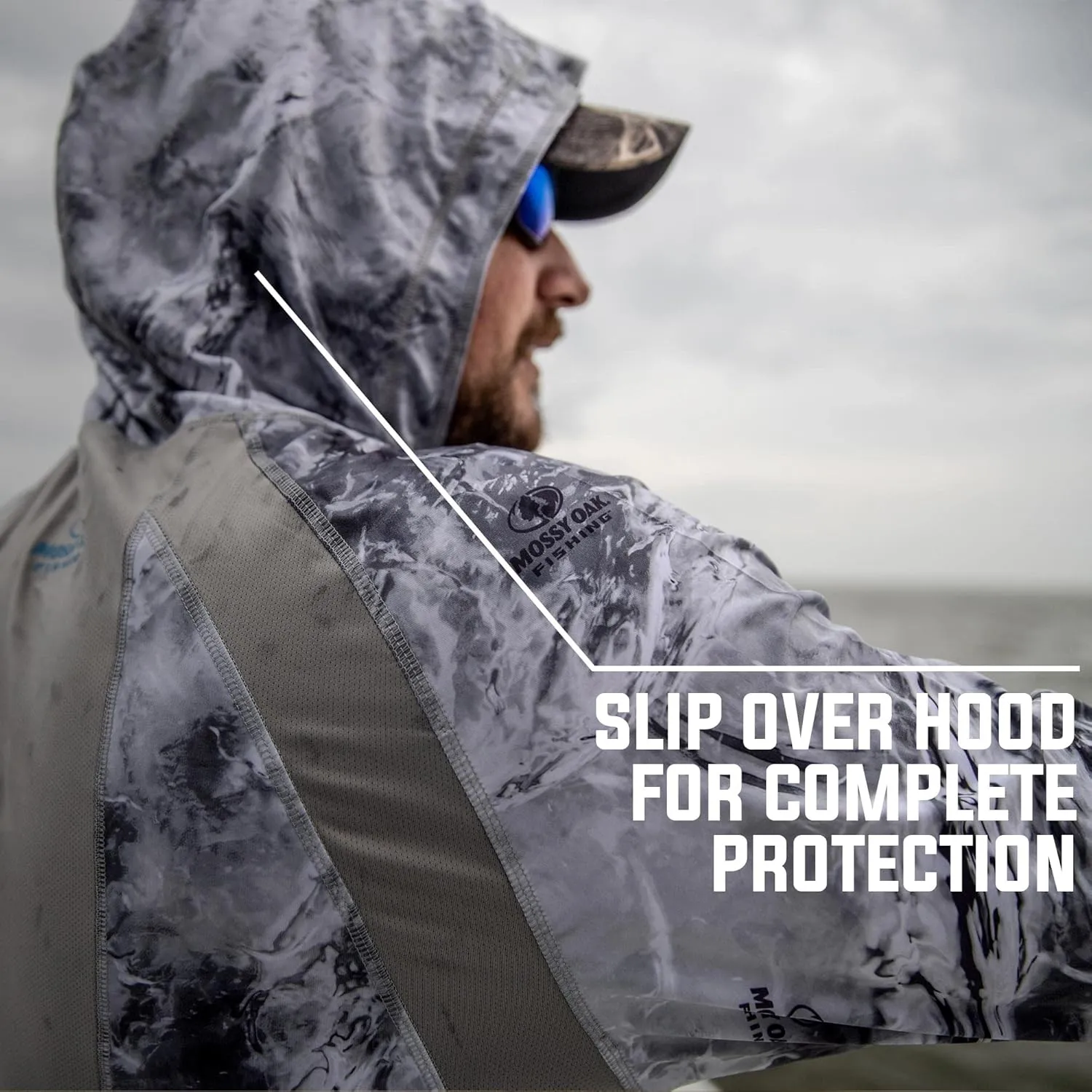 Mossy Oak Men's Lightweight Sun Hoodie, Hooded Fishing Shirts