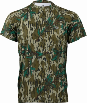Mossy Oak Camo Hunting Short Sleeve Shirt for Men - Lightweight Performance Stretchable Tee with 4-Way Stretch & Cooling Tech