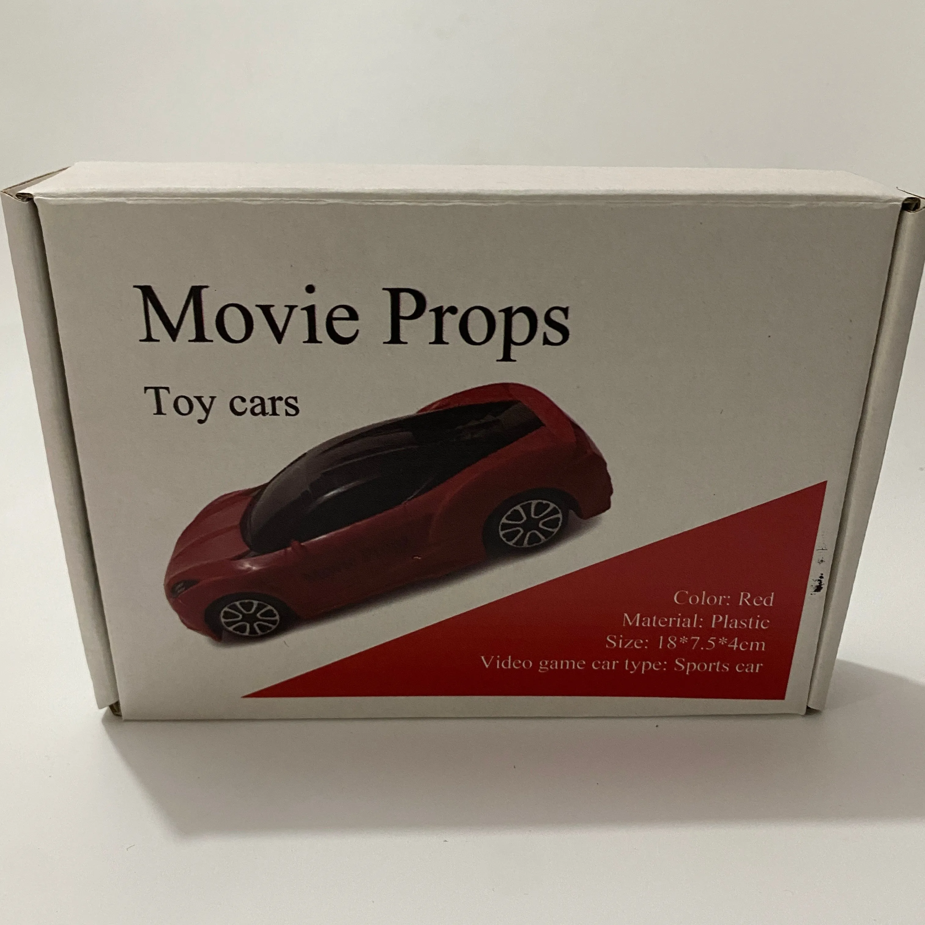 Movie Props Toy Vehicle, Red Sports Car, Plastic Material, 18 x 7.5 x 4 cm