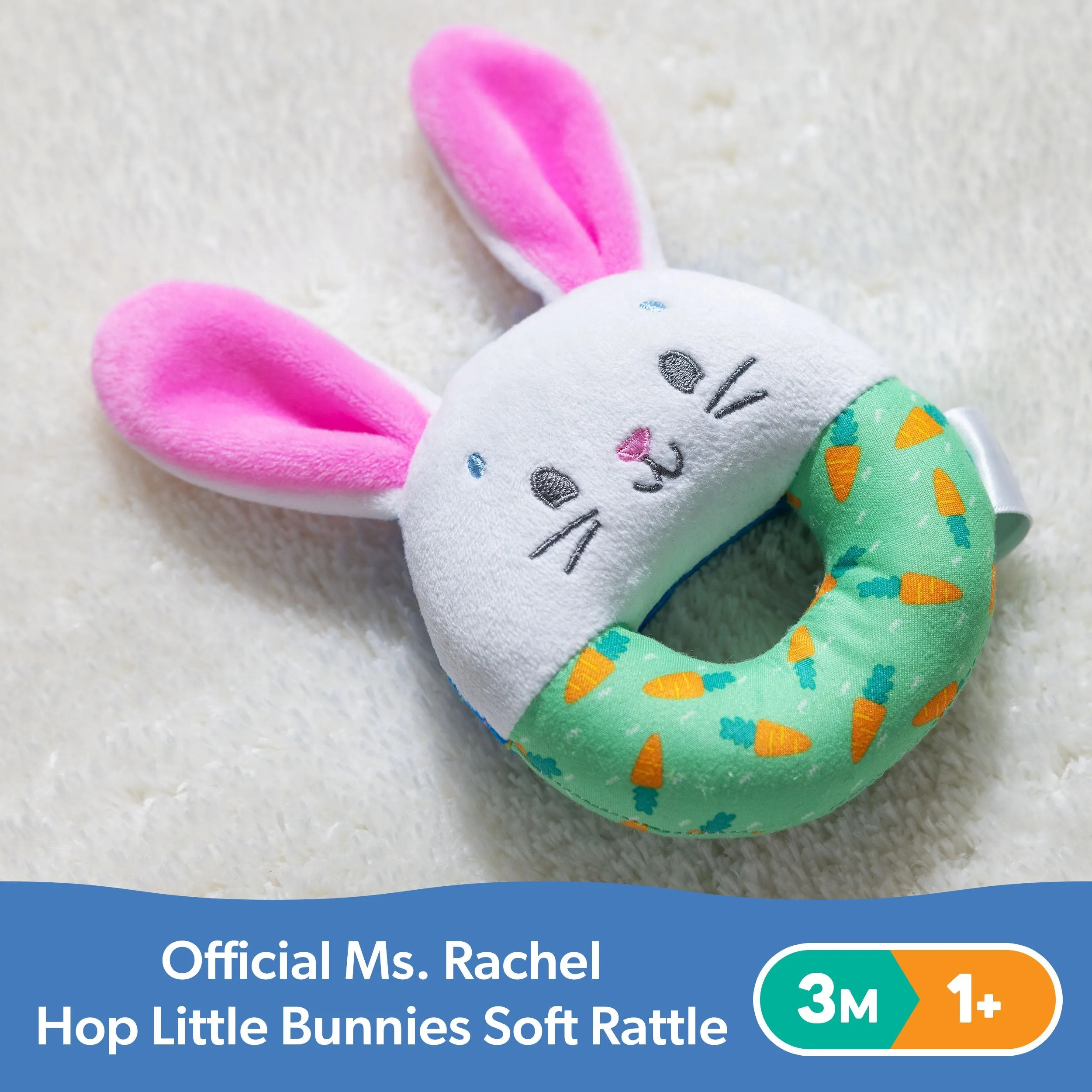 Ms. Rachel Official Hop Little Bunnies Soft Rattle Toy