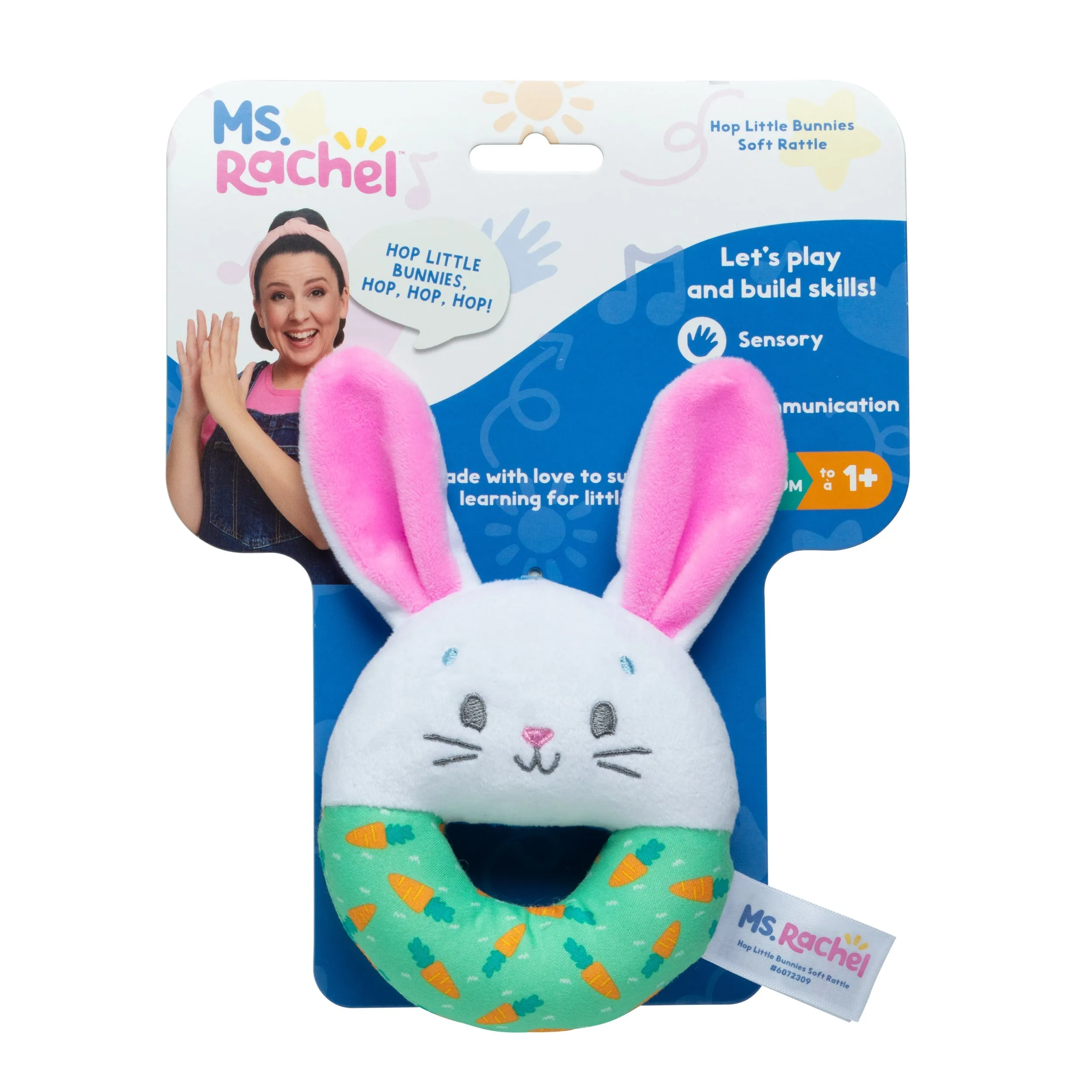 Ms. Rachel Official Hop Little Bunnies Soft Rattle Toy