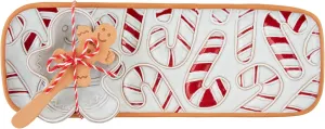 Mud Pie Gingerbread and Candy Sets, tray 4 1/2" x 13" | dip 4 1/2" x 3 1/2", RED