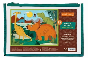Mudpuppy Pouch 12pcs Jigsaw Puzzle Dinosaur Park Travel Toys Developmental Toys for Toddlers Gifts Idea Best Seller 2yrs 