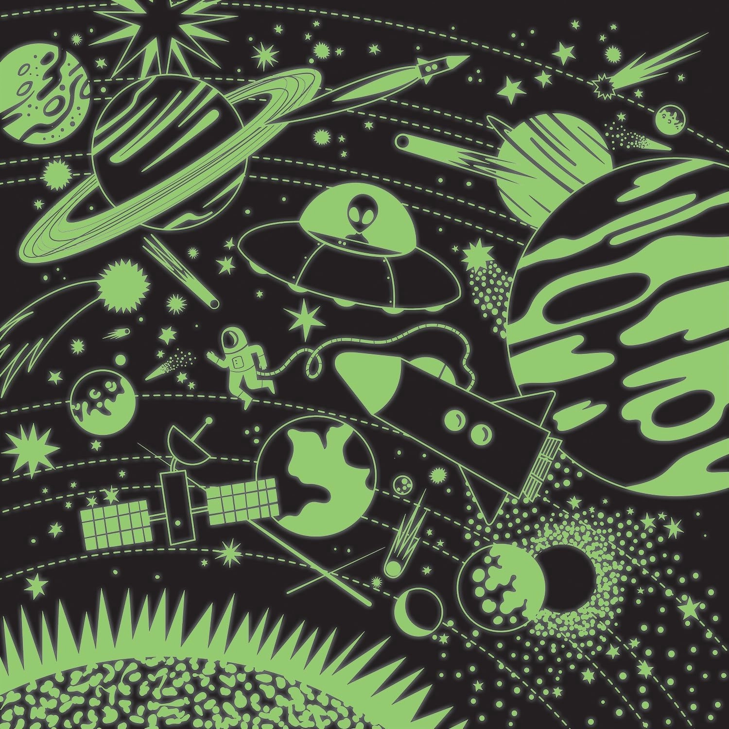 Mudpuppy Space Illuminated 500 Piece Glow in the Dark Jigsaw Puzzle for Kids and Families, Family Puzzle with Glow in the Dark Space Theme