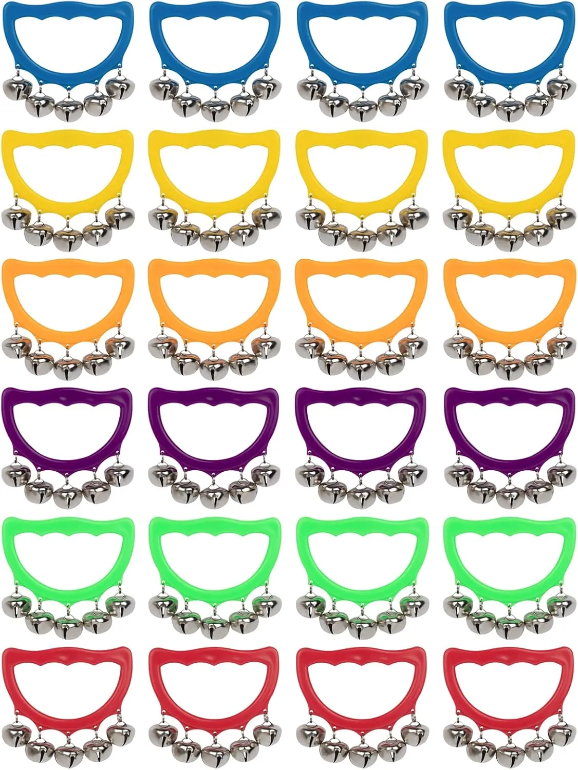 MUSCELL Jingle Bells, 24 Pcs Christmas Hand Bells Jingle Bells, Brightly Colored Musical Instruments Jingle Bells Gift for Children Party, Classroom and Show, for 3 Years Old