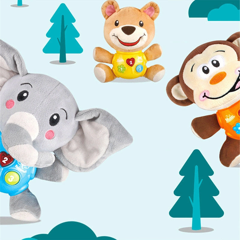 Musical Animal Plush Toys with Flashing Light for Babies