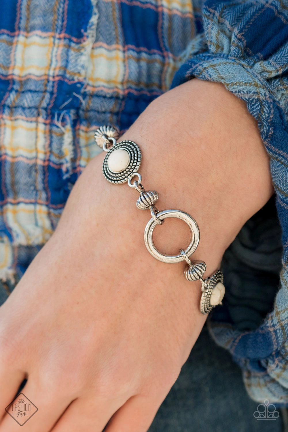 Musical Mountains - White (Marble Stone) Bracelet SSF-0121