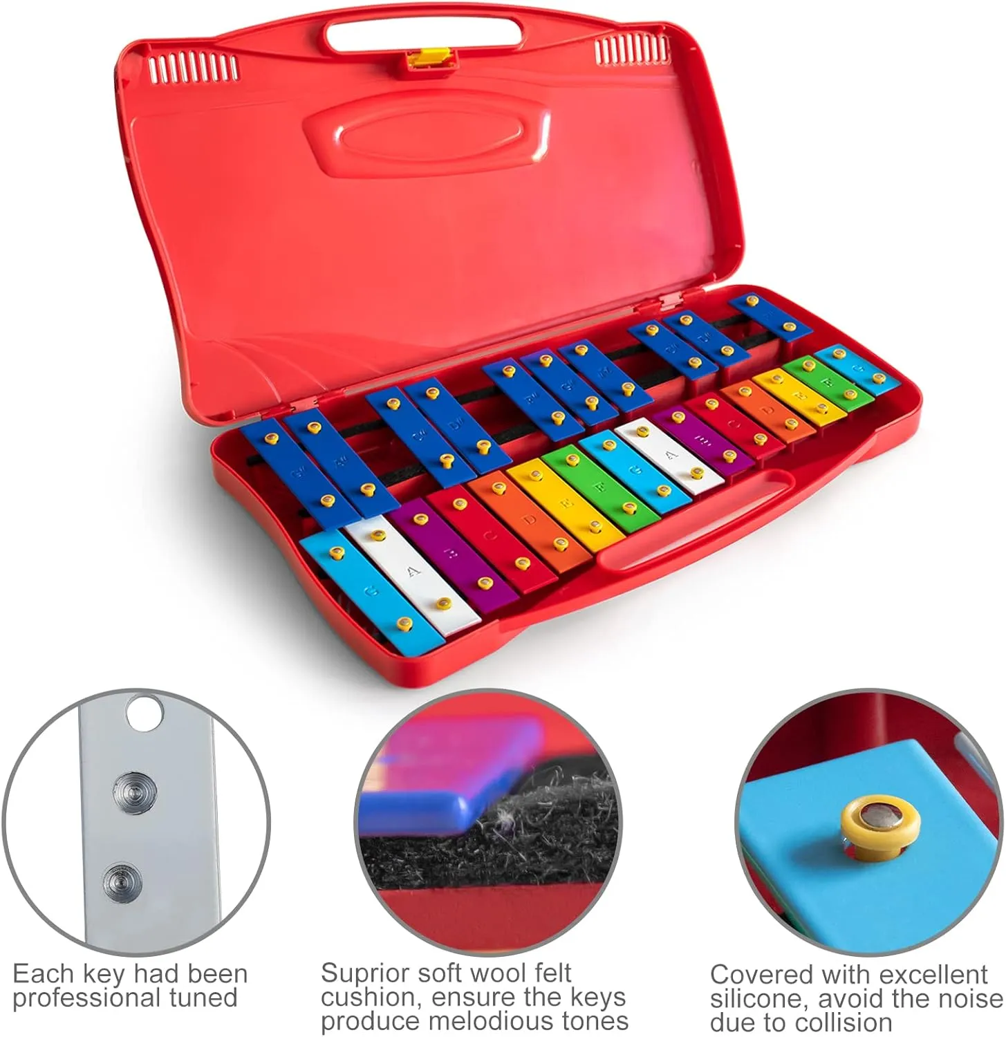 MUSICUBE Professional Glockenspiel for Kids & Adults 25-Note Well-Tuned Xylophone for Baby Toddler Orff Percussion Instrument Educational Musical Toys for Boys Girls Aged 3  Gift Choice (G5-G7)