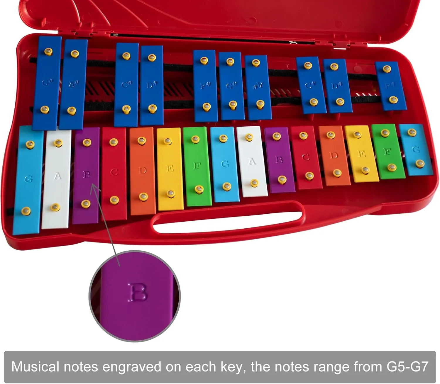 MUSICUBE Professional Glockenspiel for Kids & Adults 25-Note Well-Tuned Xylophone for Baby Toddler Orff Percussion Instrument Educational Musical Toys for Boys Girls Aged 3  Gift Choice (G5-G7)