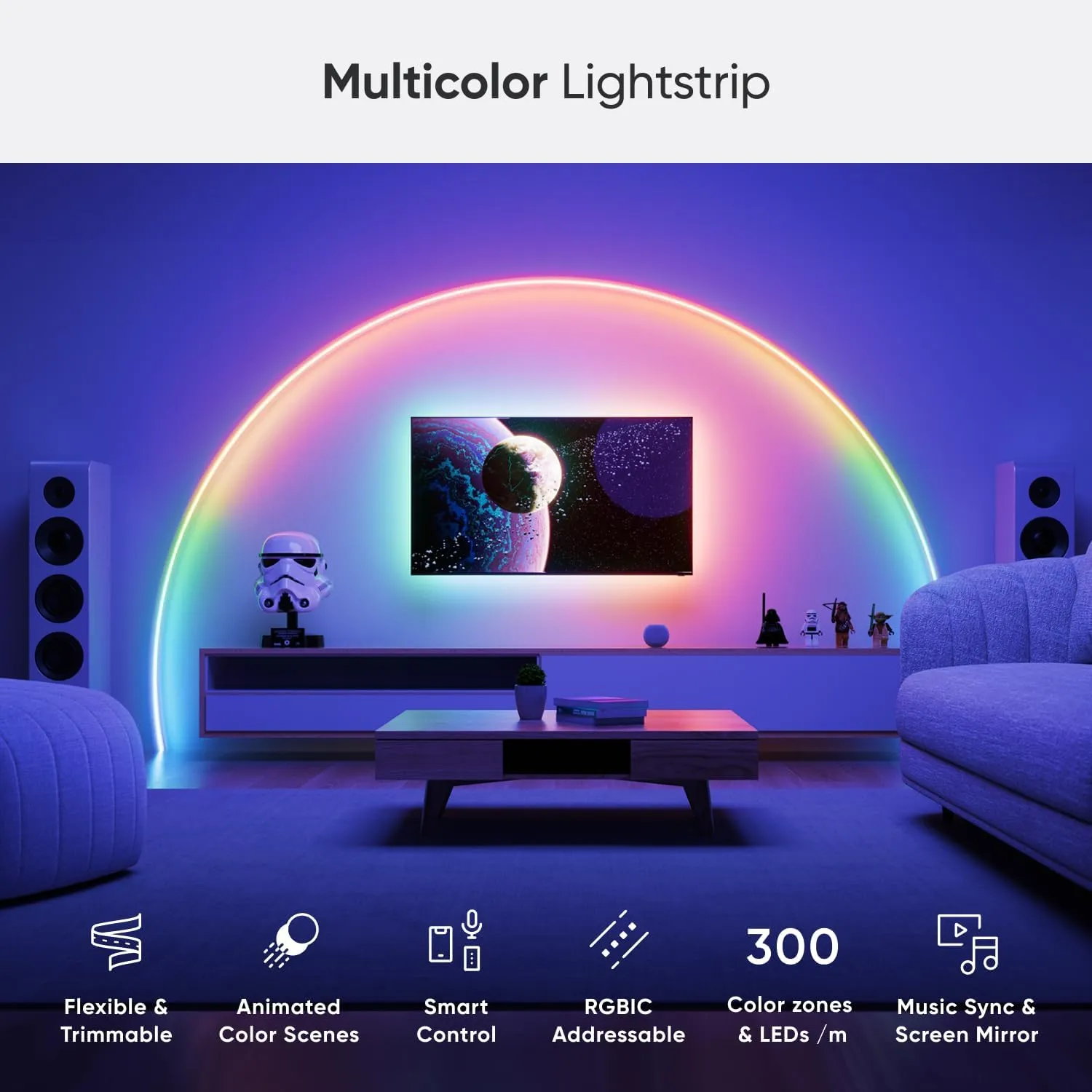 Nanoleaf Essentials Matter Bluetooth & WiFi Smart Multicolor LED Lightstrip 200" Smarter Kit (5m) - RGB & Whites, Controller, App & Voice Control (Works with Apple Home, Google Home)