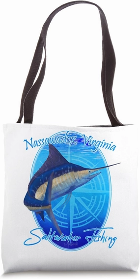 Nassawadox, Virginia Sailfish Billfish Saltwater Fishing Tote Bag