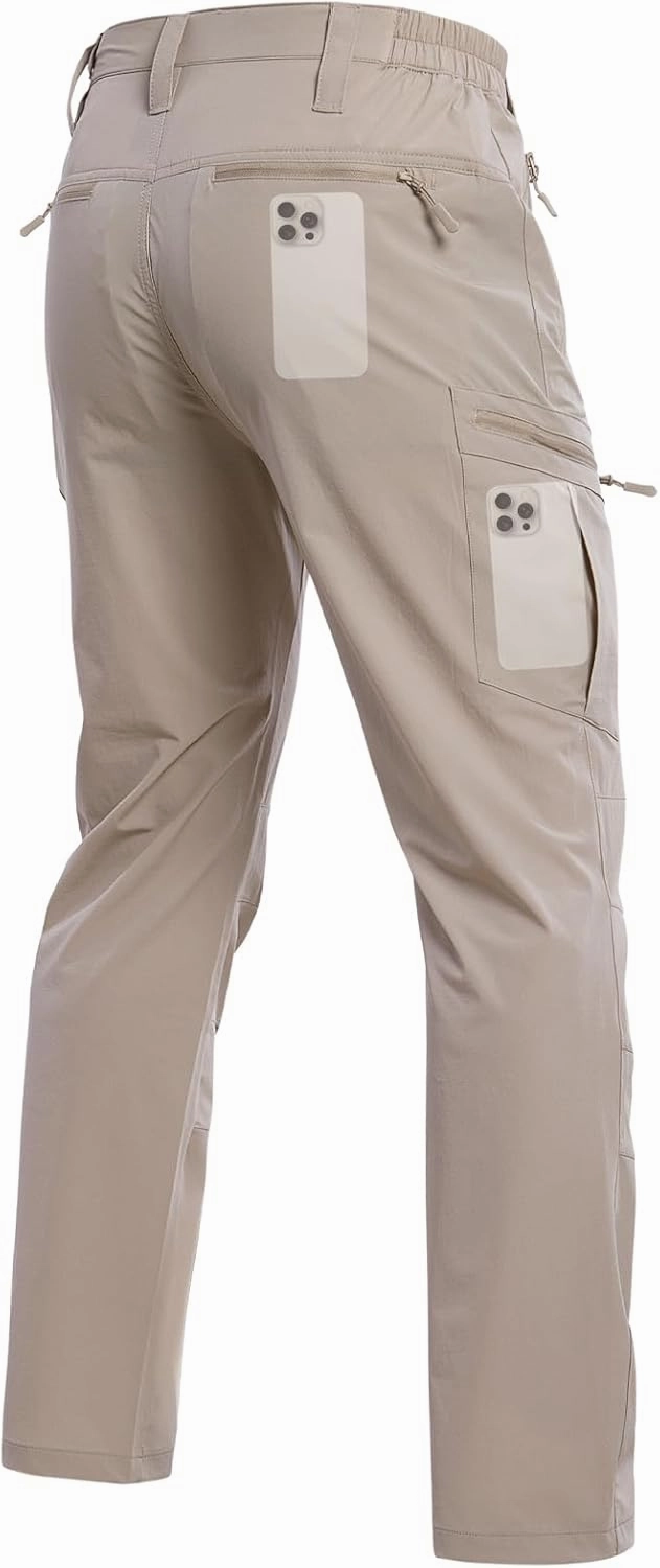 NAVEKULL Men's Lightweight Hiking Pants Quick Dry Stretch Fishing Tactical Work Pants with Zipper Pockets