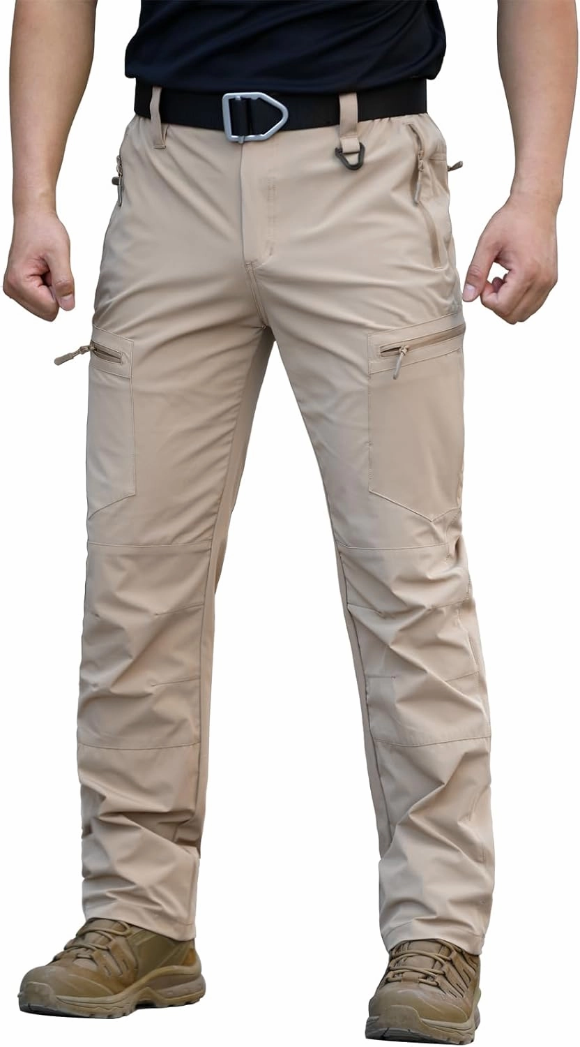 NAVEKULL Men's Lightweight Hiking Pants Quick Dry Stretch Fishing Tactical Work Pants with Zipper Pockets