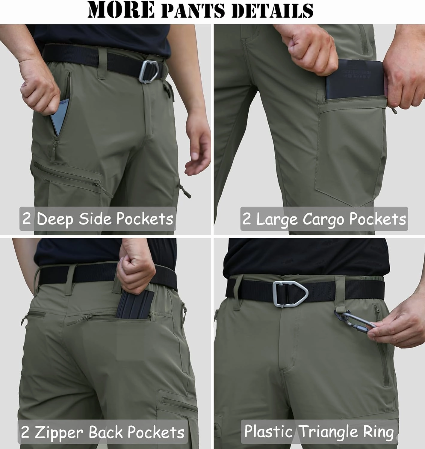 NAVEKULL Men's Lightweight Hiking Pants Quick Dry Stretch Fishing Tactical Work Pants with Zipper Pockets