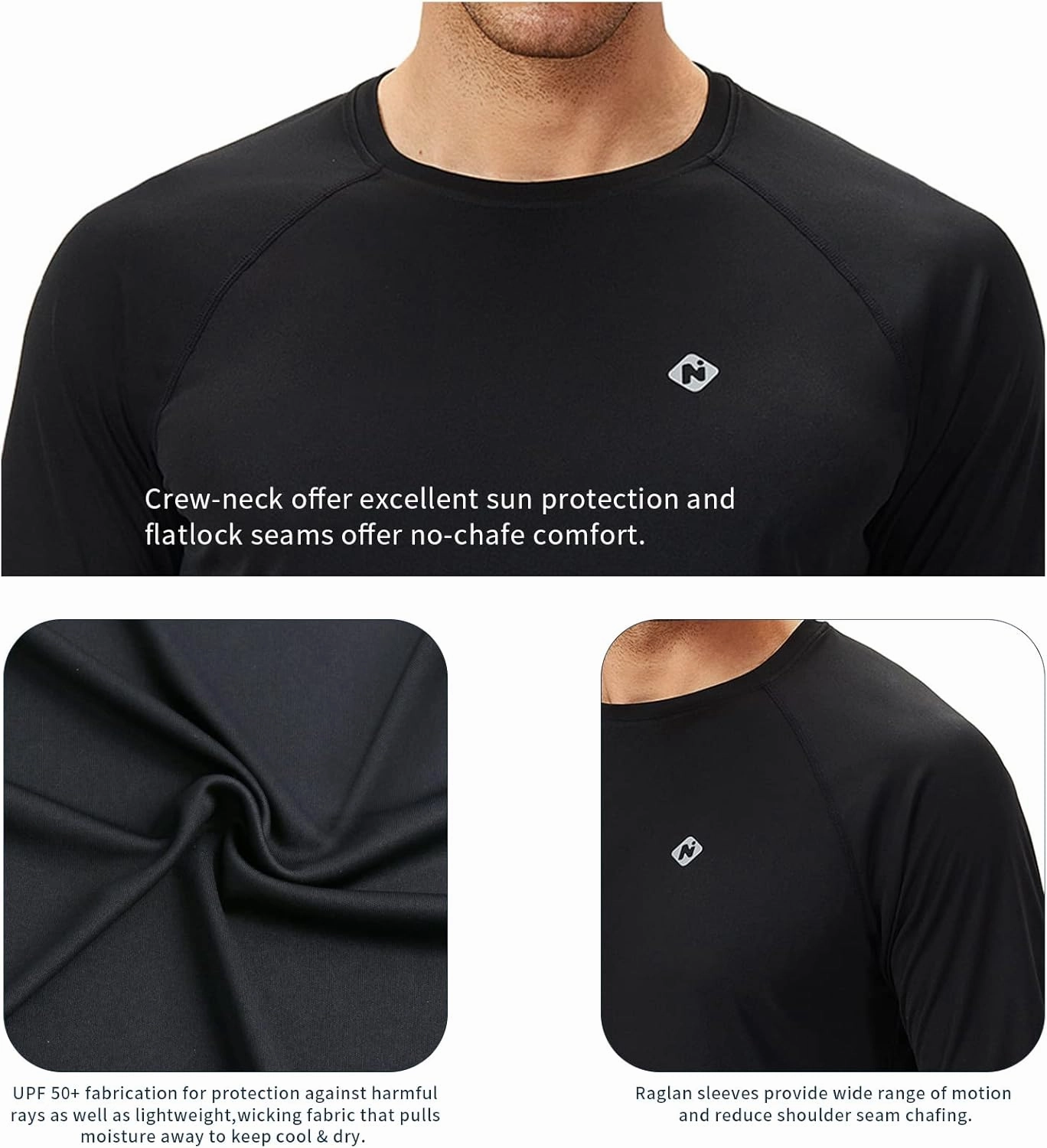 NAVISKIN Men's Rash Guard Shirts Swim Shirts UPF 50  UV Sun Protection Long Sleeve Shirts Lightweight Quick Dry