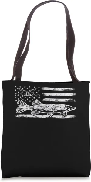 Needlefish US Flag Gar Fish American Flag Gar Fishing Tote Bag