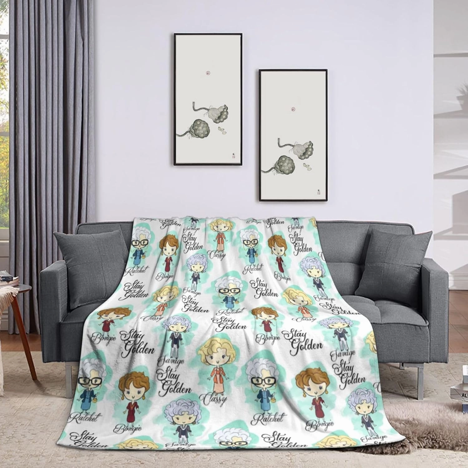 Neeparper Golden Girls Blanket Gifts 60x50 Throw Blanket Lightweight Golden Girls Merchandise for Couch Bed Sofa Car