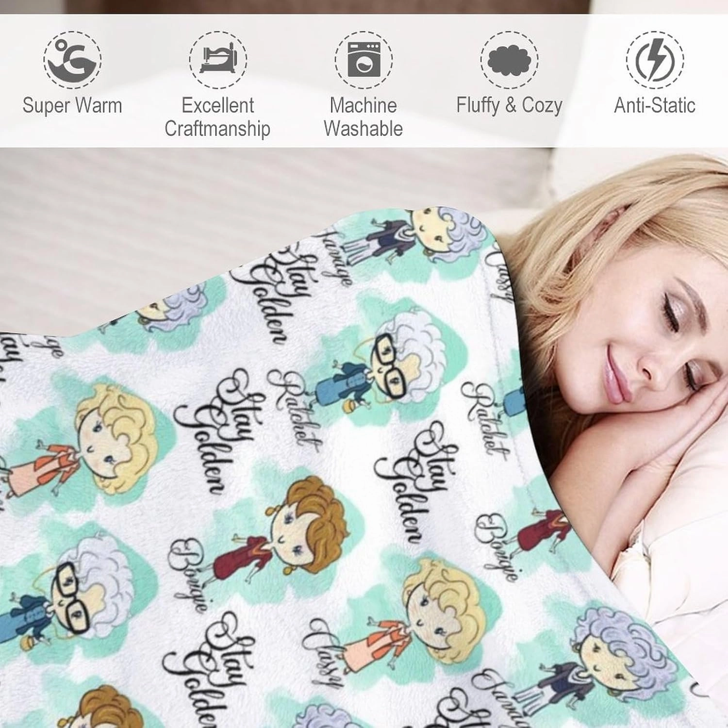 Neeparper Golden Girls Blanket Gifts 60x50 Throw Blanket Lightweight Golden Girls Merchandise for Couch Bed Sofa Car