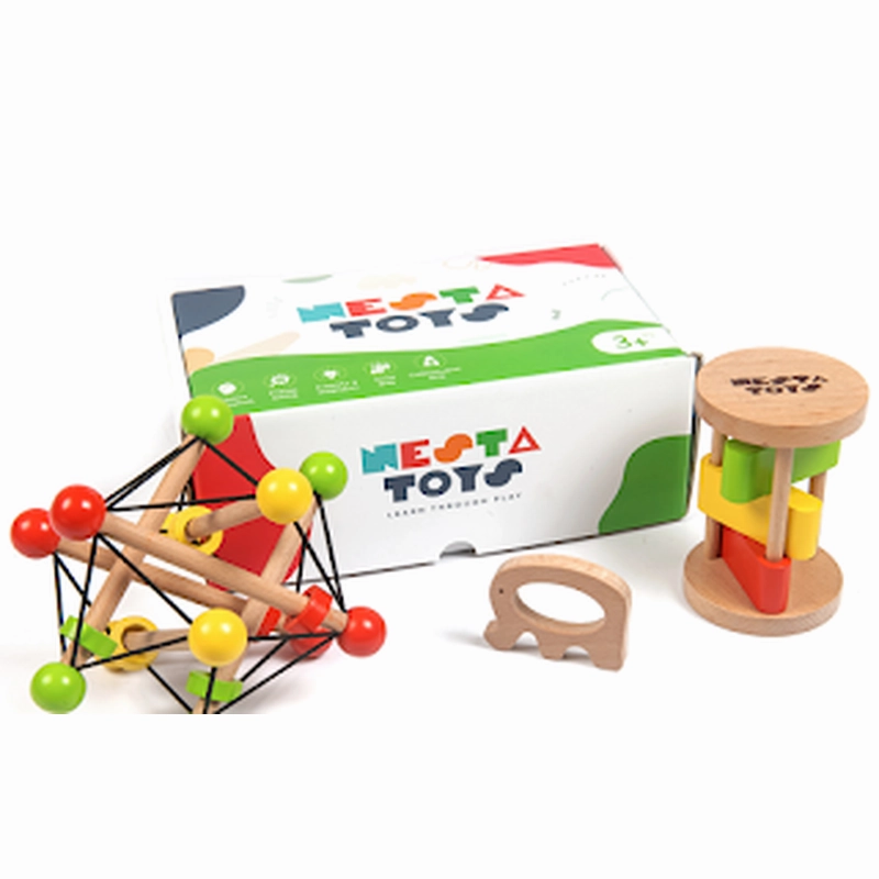 Newborn Gift Set - Wooden Musical Rattles and Teether (3-12 Months)