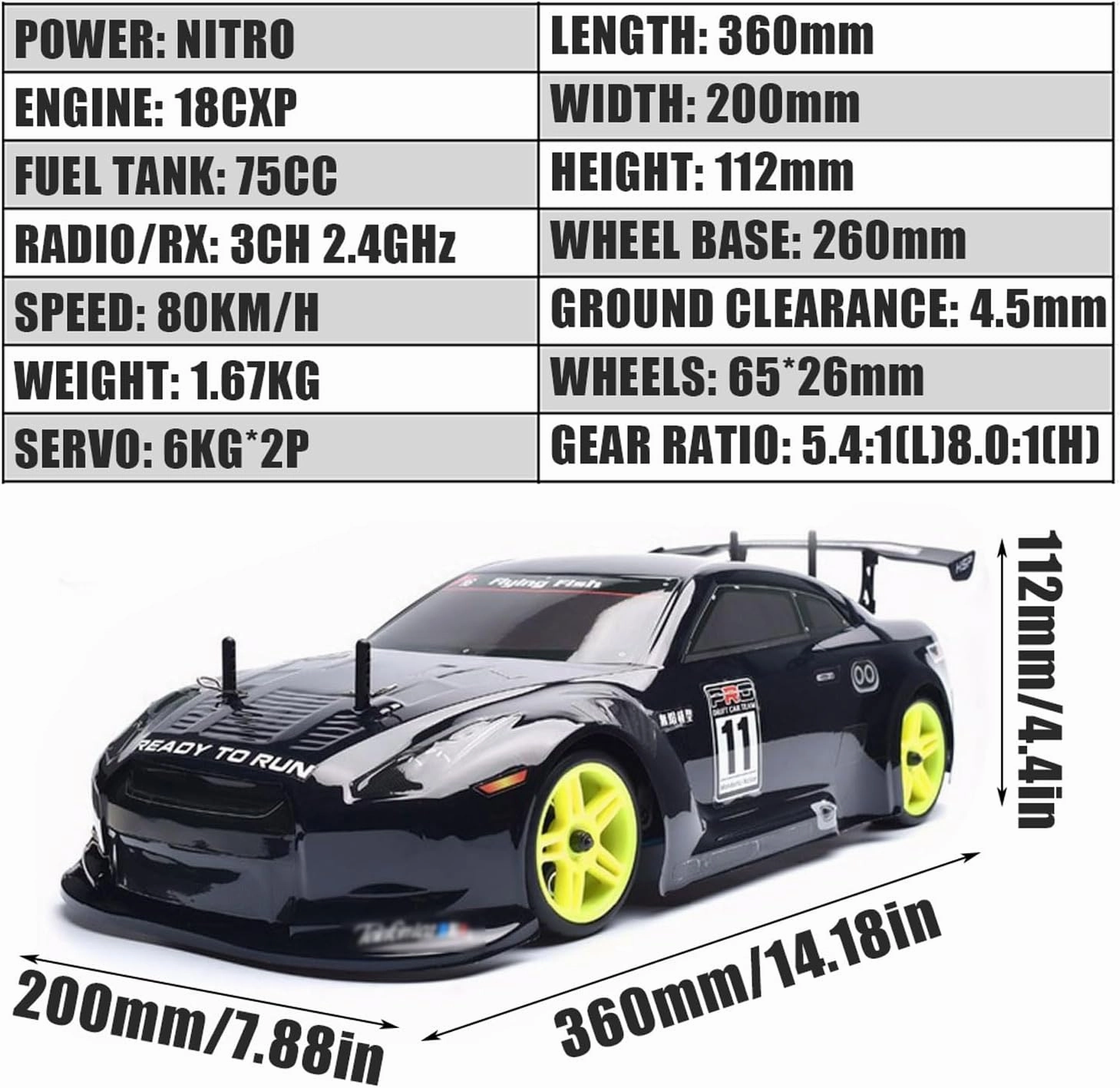 Nitro RC Cars 1/10 Two Speed Nitro Gas Power Car for Adults - Fast Drift 4WD 80KM/H Metal Chassis Gas Off Road Short Course Truck (Blue)