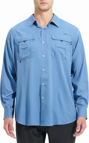 NOMINATE Mens Long Sleeve Fishing Shirts UPF 50  UV Protection Sun Shirts Quick Drying Hiking Lightweight