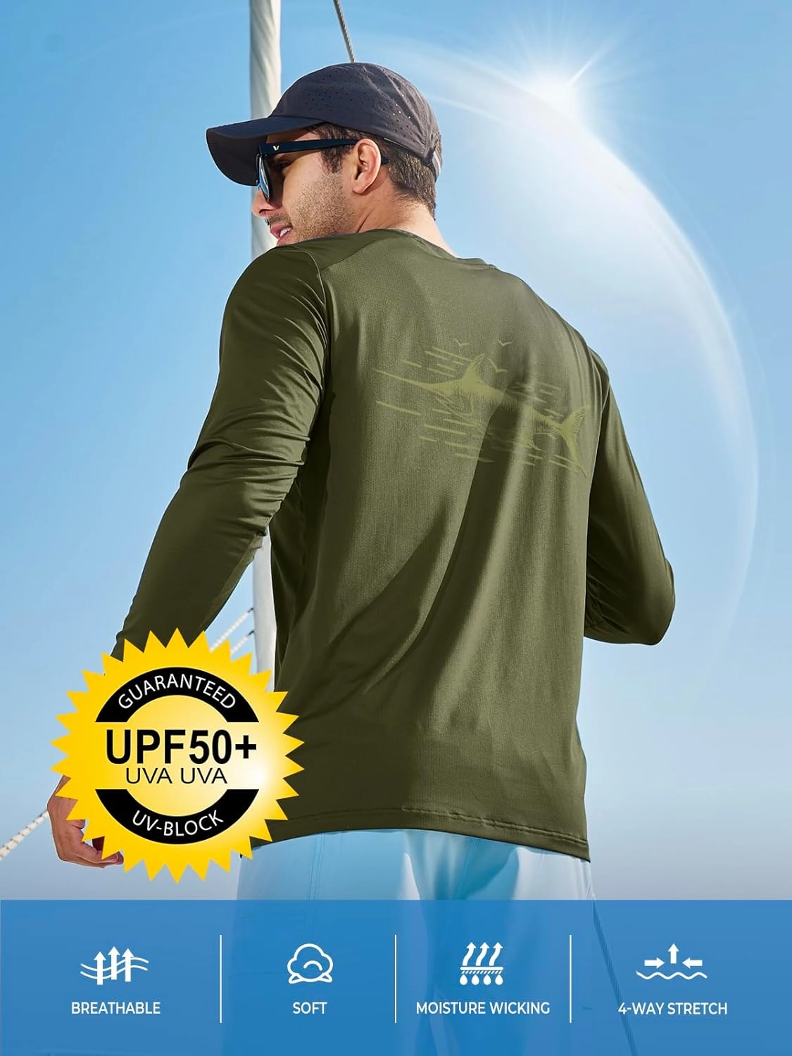 NORTHYARD Men's UPF 50  Sun Protection Shirts Long Sleeve Swim Beach Rash Guard UV Lightweight Quick Dry Fishing SPF T-Shirt