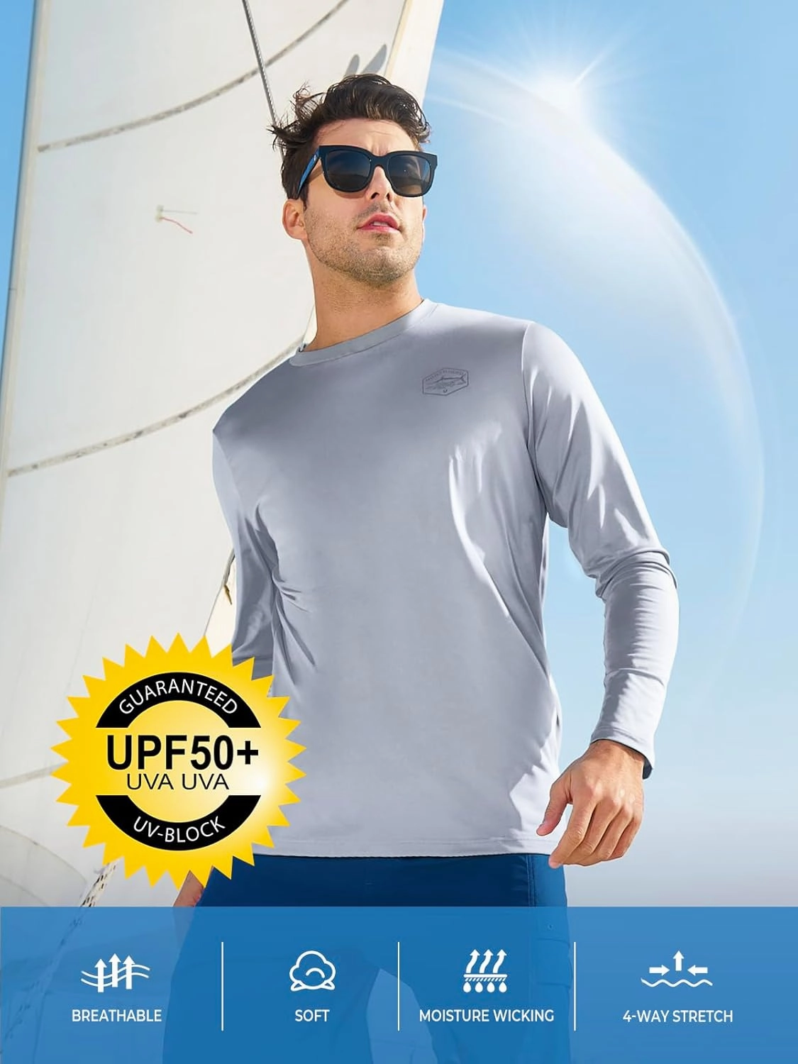 NORTHYARD Men's UPF 50  Sun Protection Shirts Long Sleeve Swim Beach Rash Guard UV Lightweight Quick Dry Fishing SPF T-Shirt