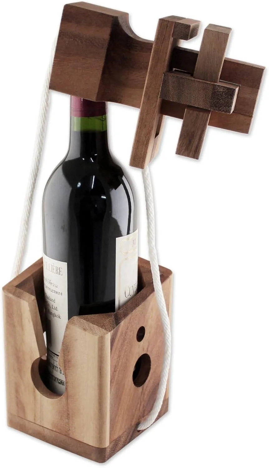 NOVICA Brown Handmade Raintree Wood Bottle Puzzle, 'Don'T Break It'