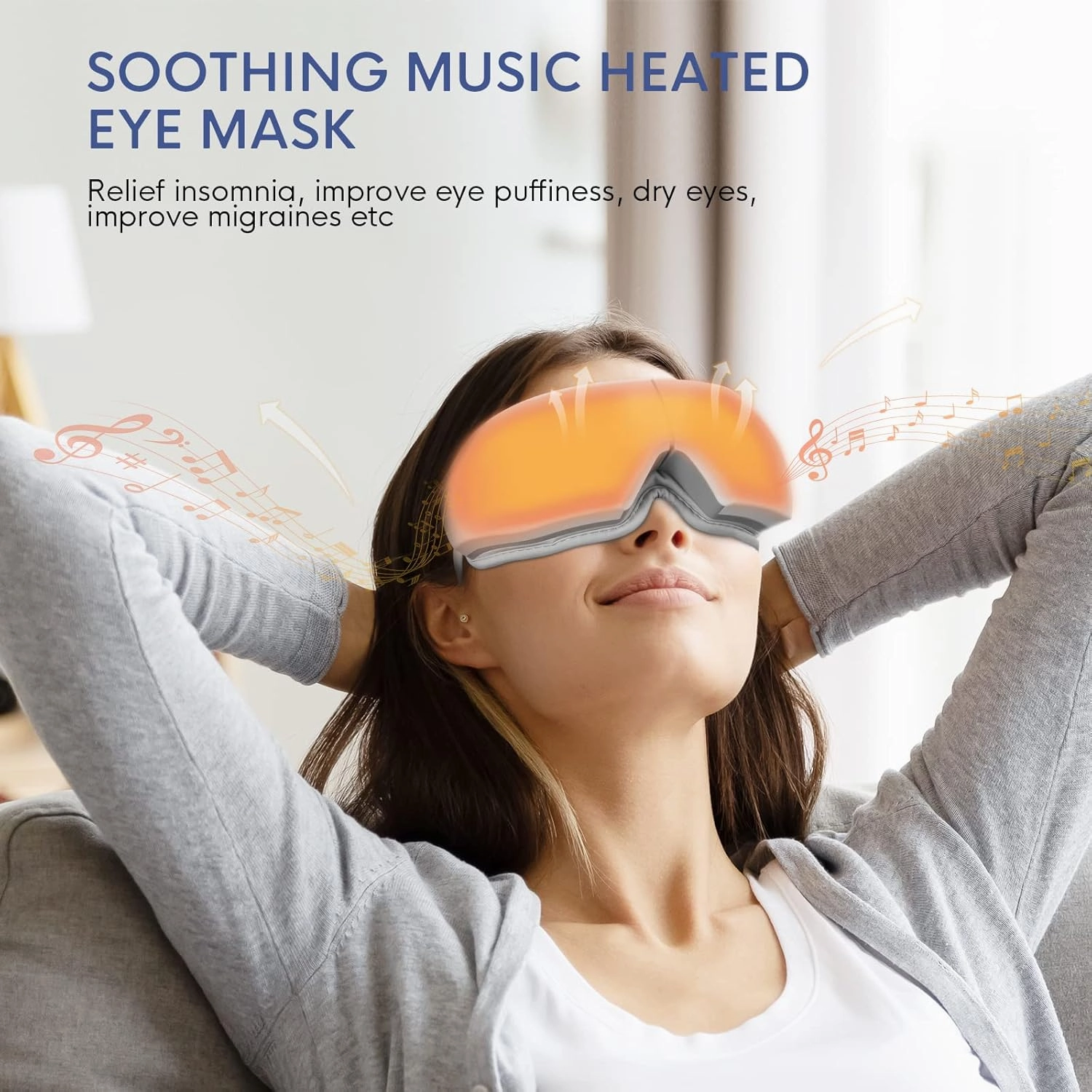 NOWWISH Eye Massager with Heat - Smart Mask for Relax Eye, Fathers Day, Birthday Gifts for Women and Men Mom Dad Wife - White