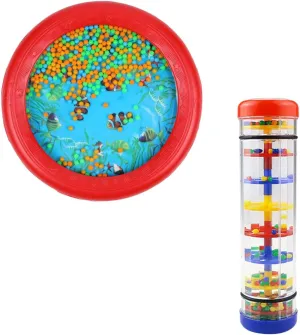 Ocean Drum Wave Bead Drum and Kids Musical Instruments Toys Set Preschool Educational Musical Toys Set for Kid Child Baby Boys and Girls