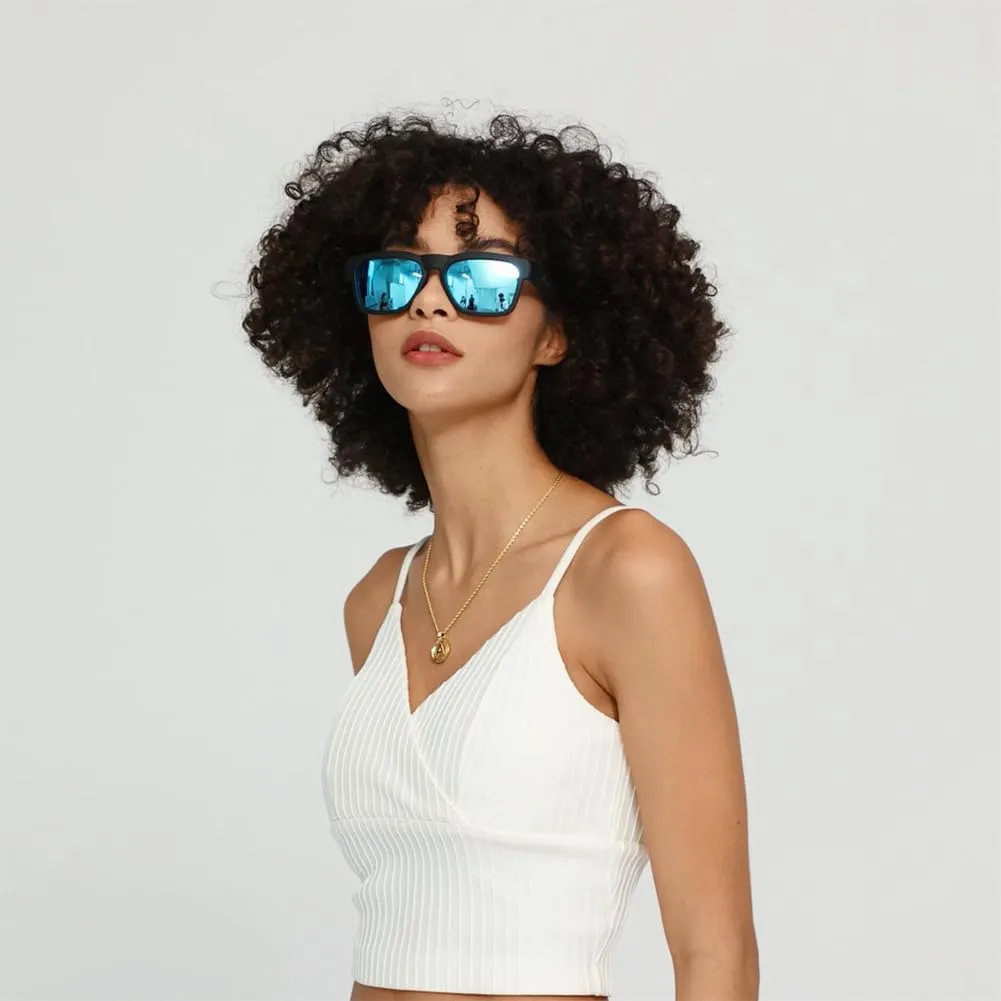 OhO Smart Glasses,Polarized Sunglasses with Bluetooth Speaker,Athletic/Outdoor UV Protection and Voice Control,Unisex(Mirror Blue Lens)