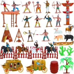 ONEST 57 Pieces Native American Figurines Indian Figurines Indians Historical Plastic Action Figures for Projects Decoration Birthday Gift Dollhouse Cake Toppers