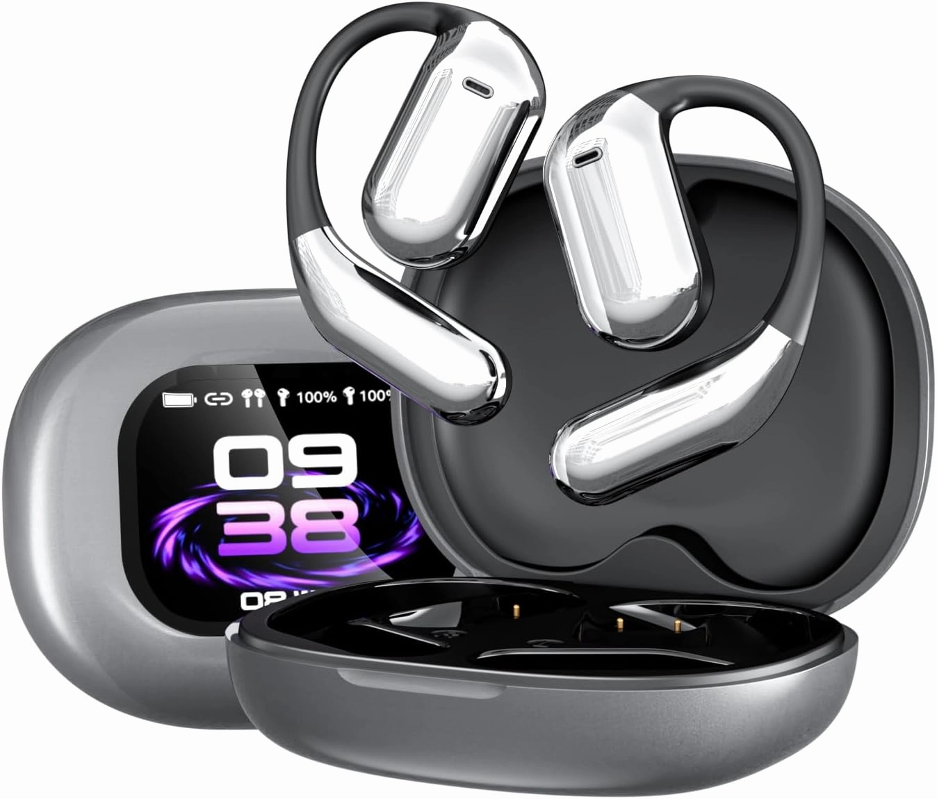 Open Air Conduction Translation Earbuds, 144-Language Two-Way Real-Time Translation, Wireless Headphones for Travel, Business & Learning (Gray)