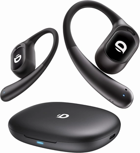 Open Ear Earbuds, True Wireless Open Ear Headphones with Earhooks, Air Conduction earphones, Touch Control, Dual Noise-Cancelling Mics, Up to 30 Hours Power with Case, IPX5, Workouts, Yoga, Running