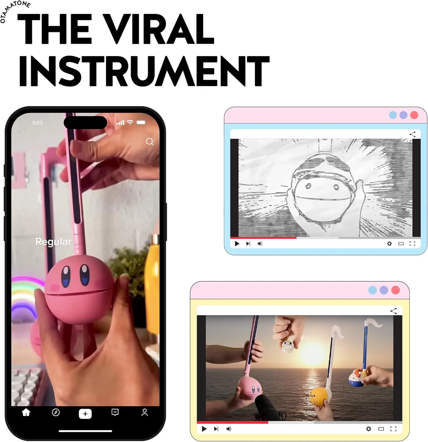 Otamatone Japanese Electronic Musical Instrument Portable Music Synthesizer from Japan by Maywa Denki Studio Award Winning, Educational Fun Gift for Children, Teens & Adults - White