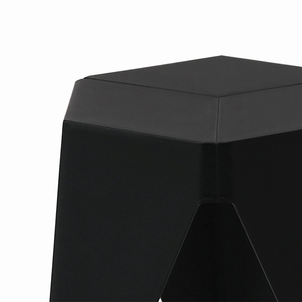 Outdoor Stool Set of 2 Bar Stools Plastic Puzzle Black
