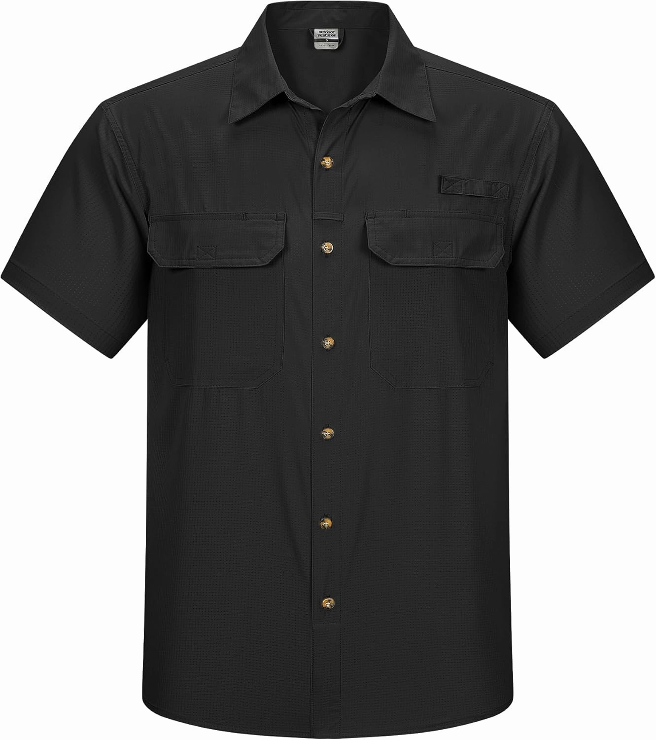 Outdoor Ventures Men's Lightweight Short Sleeve Fishing Shirt UPF 50 Button Down Quick Dry Cooling Hiking Travel Safari Shirt