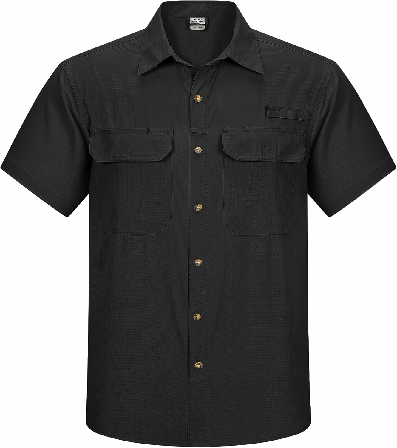 Outdoor Ventures Men's Lightweight Short Sleeve Fishing Shirt UPF 50 Button Down Quick Dry Cooling Hiking Travel Safari Shirt
