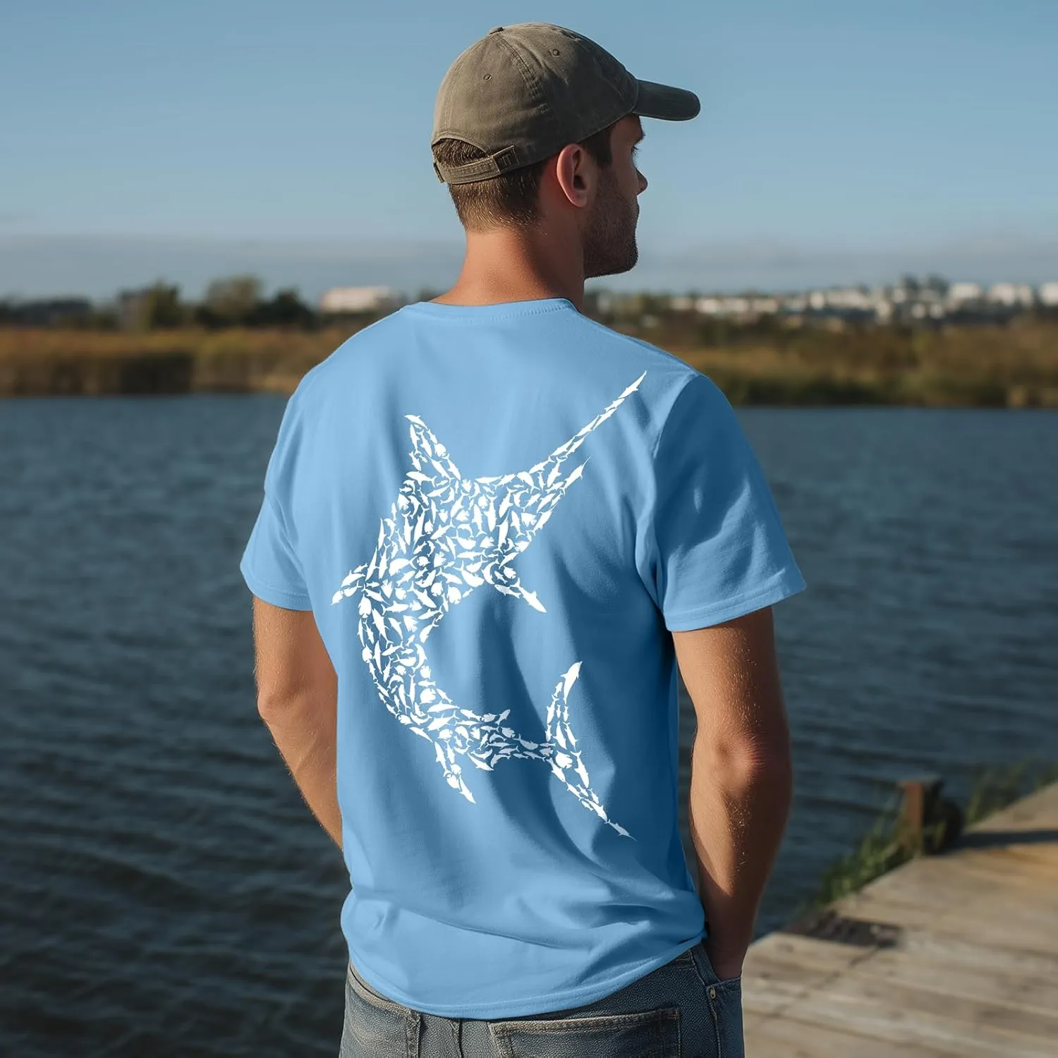 Palmyth Fishing Shirts for Men Short Sleeve Sun Protection T Shirt UPF 50  Quick Dry Tee