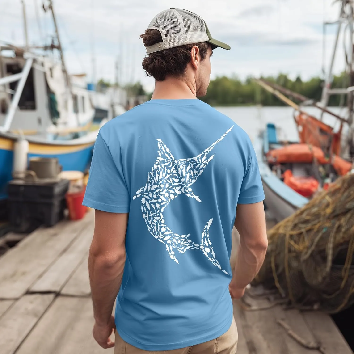 Palmyth Fishing Shirts for Men Short Sleeve Sun Protection T Shirt UPF 50  Quick Dry Tee
