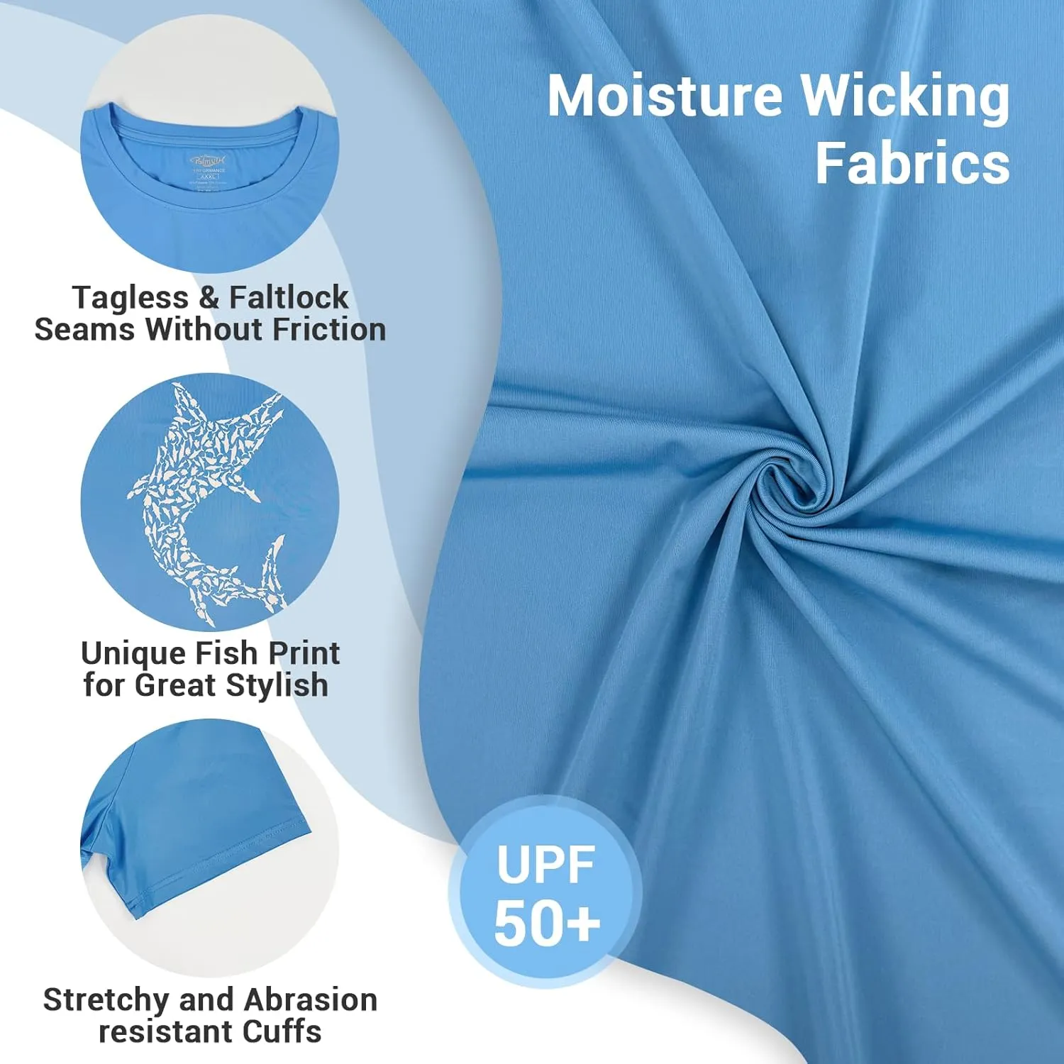 Palmyth Fishing Shirts for Men Short Sleeve Sun Protection T Shirt UPF 50  Quick Dry Tee