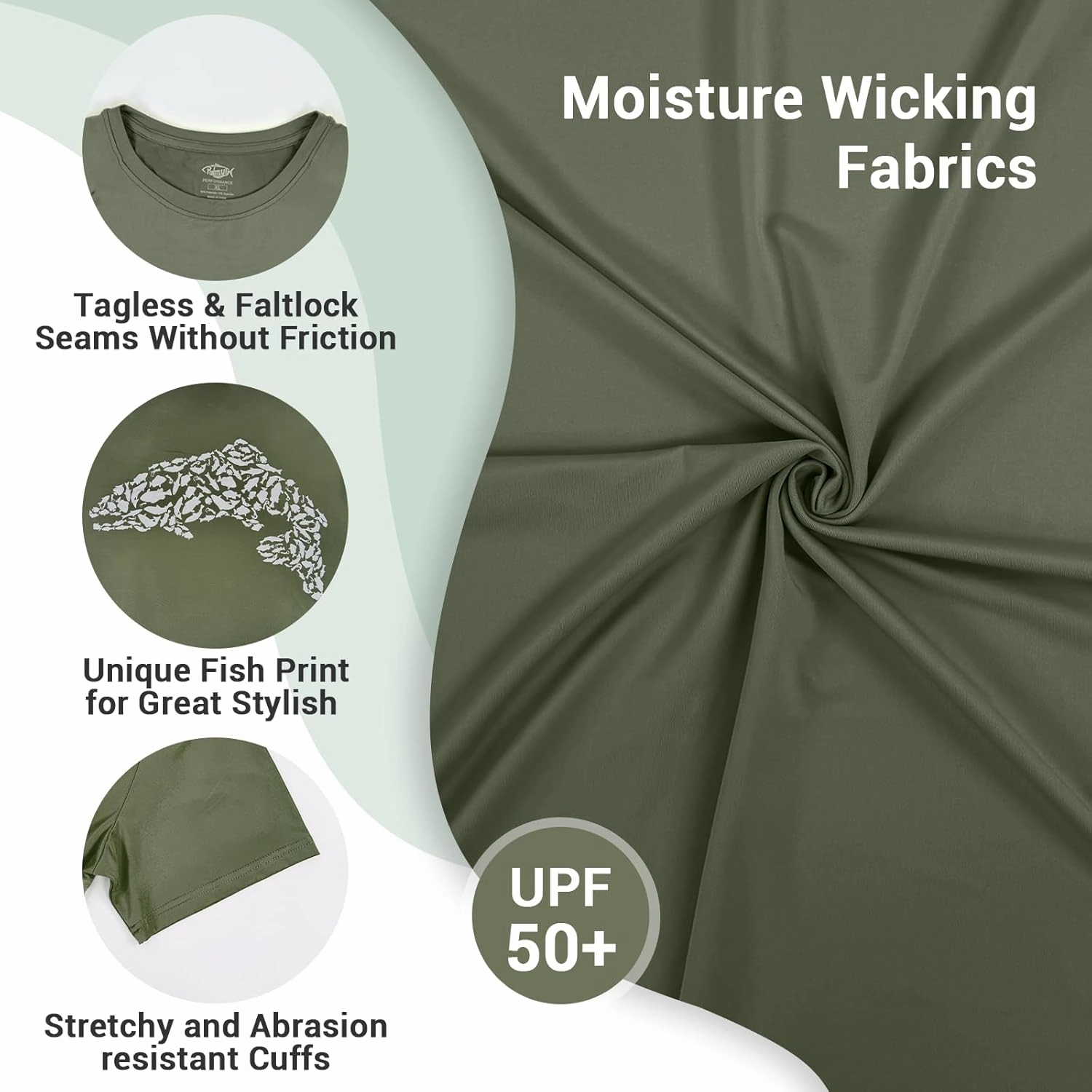 Palmyth Fishing Shirts for Men Short Sleeve Sun Protection T Shirt UPF 50  Quick Dry Tee